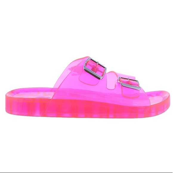 Pink Jelly Slides Liliana Hot Pink Jelly Sandals - Picture 3 of 3